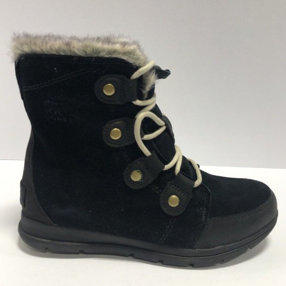 Sorel Shoes Sorel Womens Explorer Joan Black Suede Winter Boots